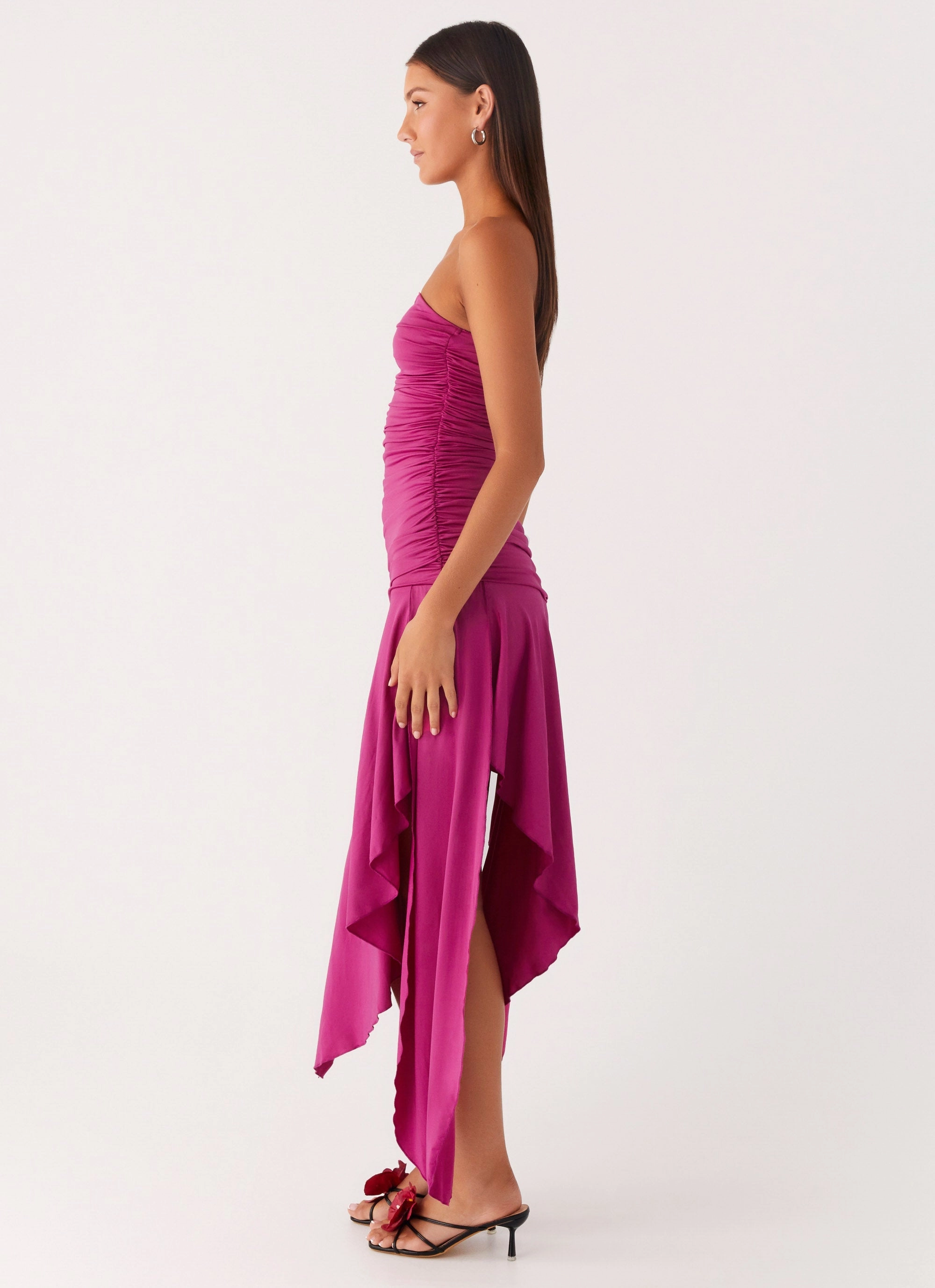 Love Energy Wrap style Ora Strapless Maxi Dress - Fuchsia