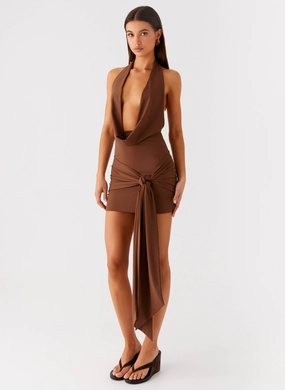 Fashion Daily Curve-Enhancing Orchard Mini Dress - Chocolate