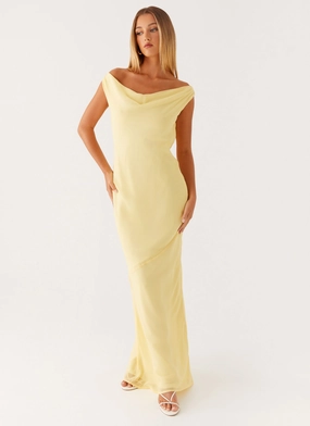 Comfy and Cozy Cool Motion Brittany Chiffon Maxi Dress - Pastel Yellow