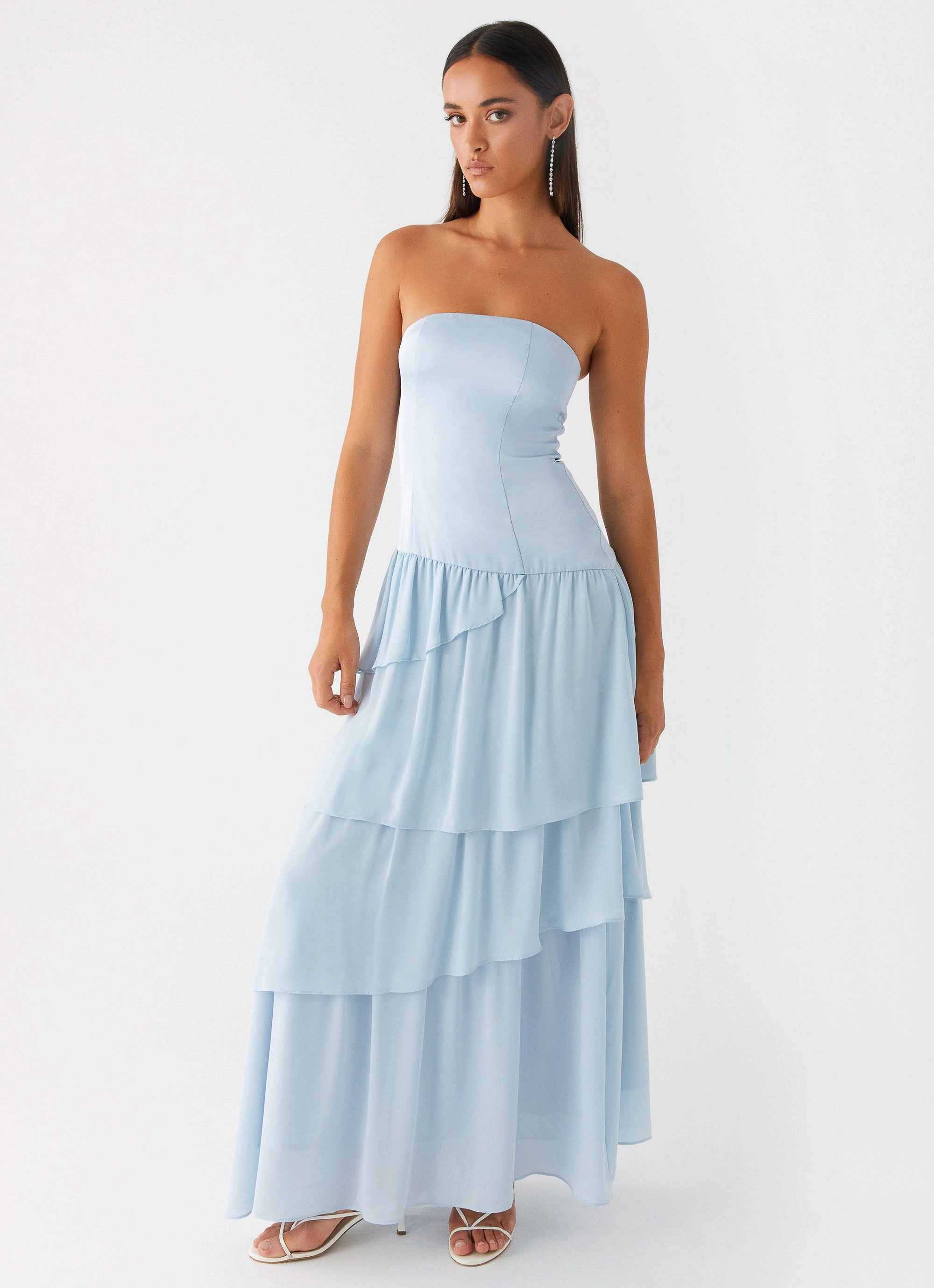 Our Story Maxi Dress - Pastel Blue Tulle-Overlay Bright-Hue