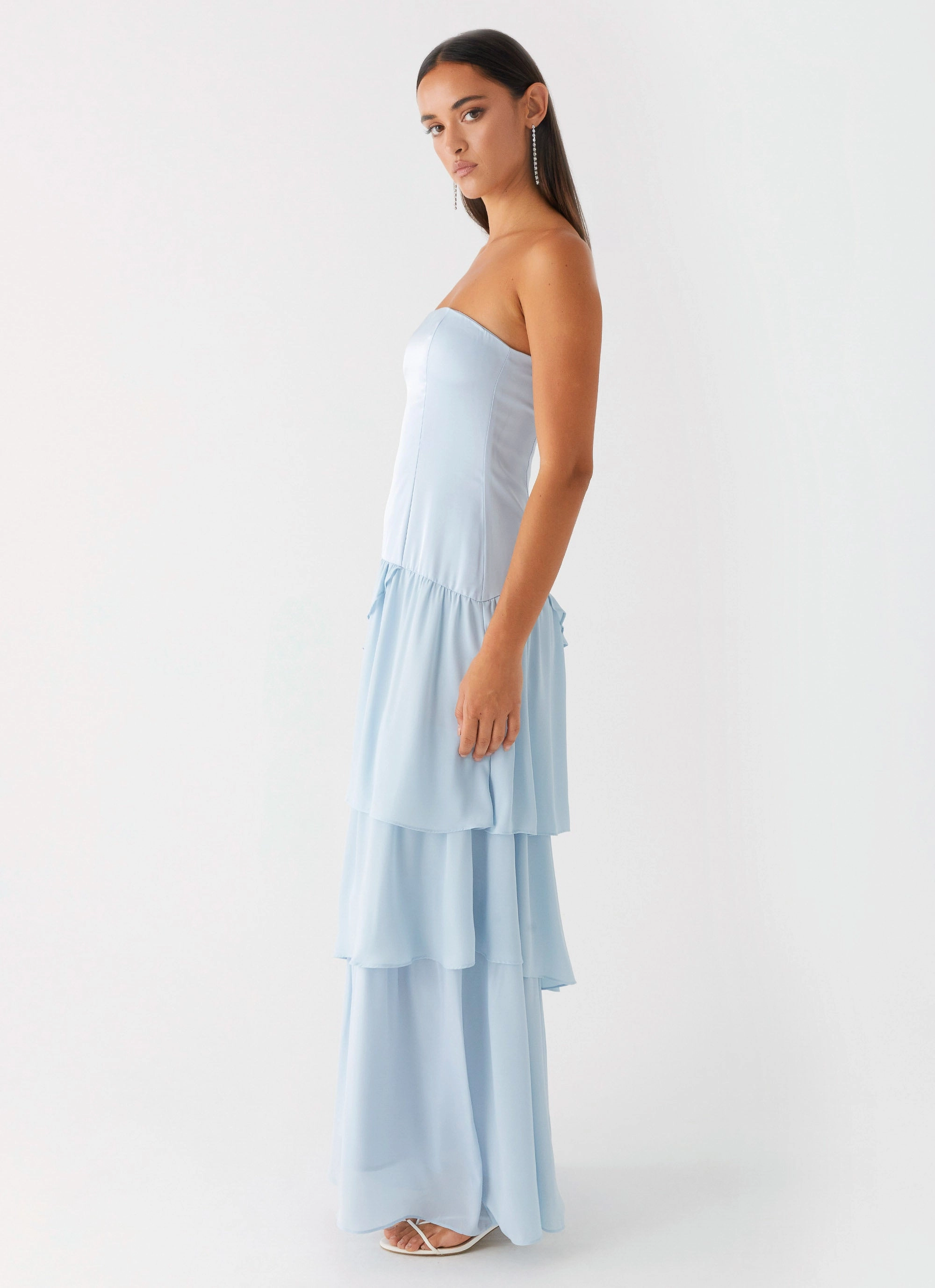 London Edge Sleek Touch Our Story Maxi Dress - Pastel Blue