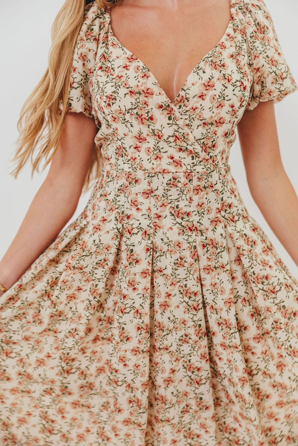 Milania Midi Dress in Ivory Floral Scandi Clean