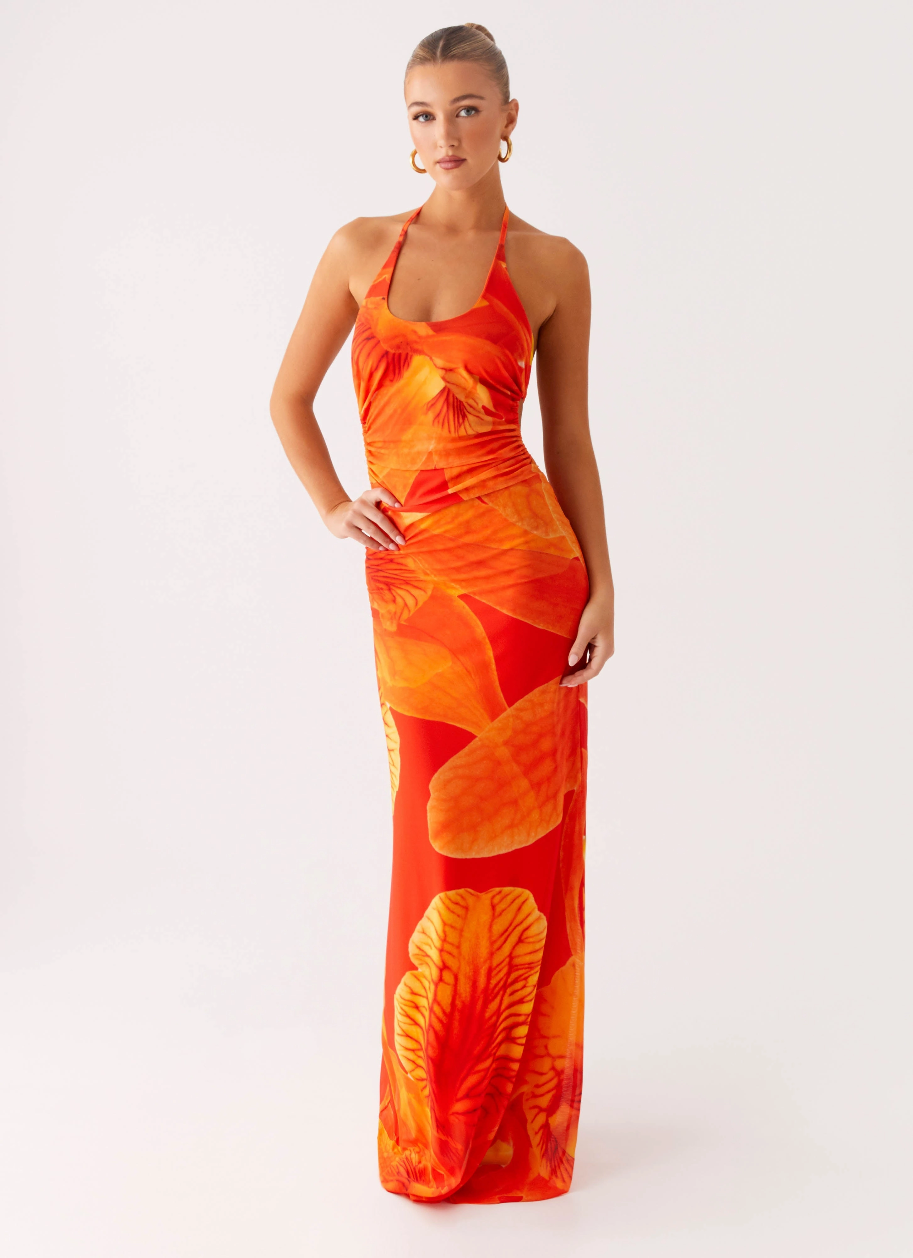 Palawan Mesh Maxi Dress - Orange Floral Work Flex