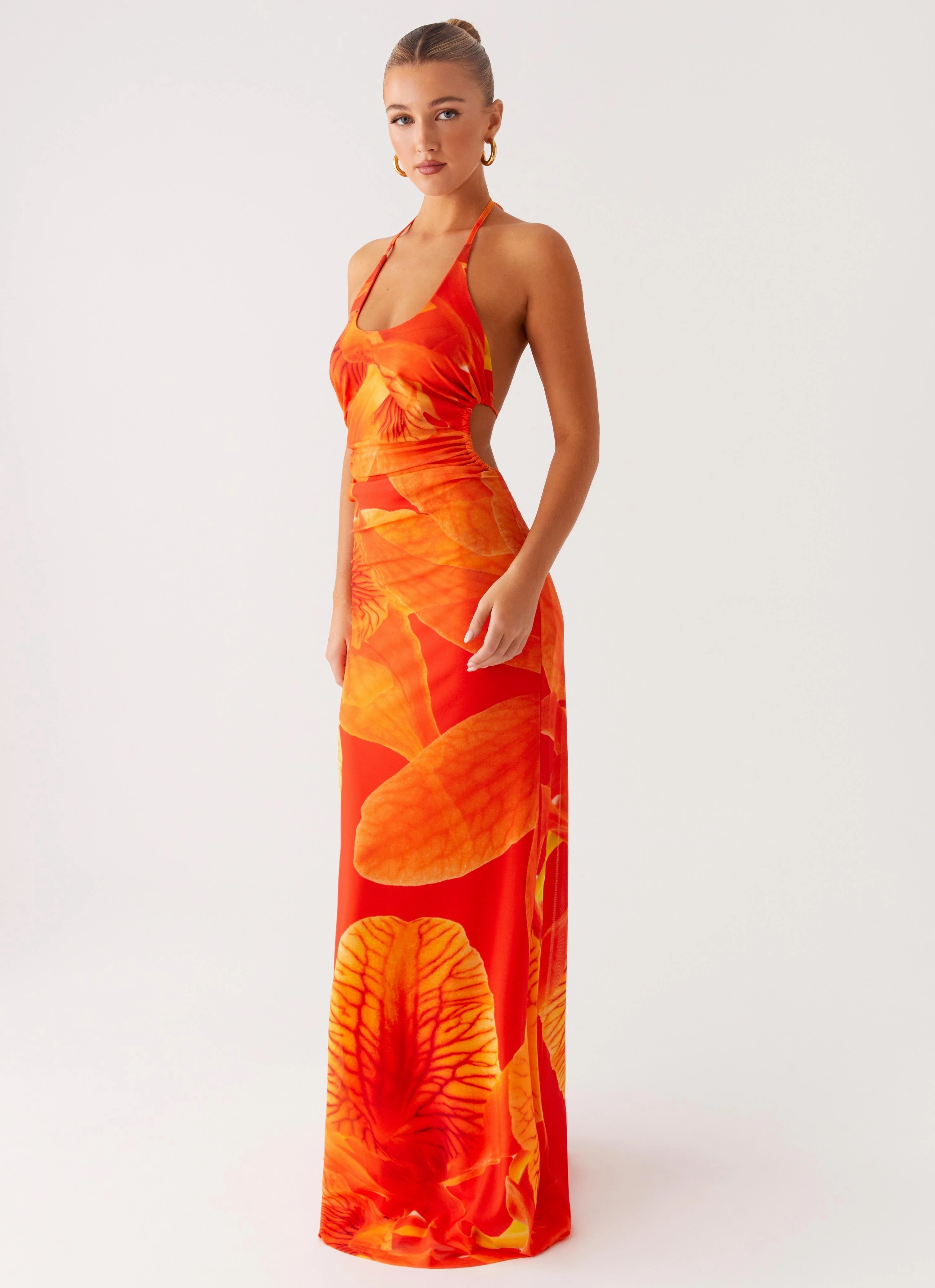 Feather Light Pure Elegance Palawan Mesh Maxi Dress - Orange Floral