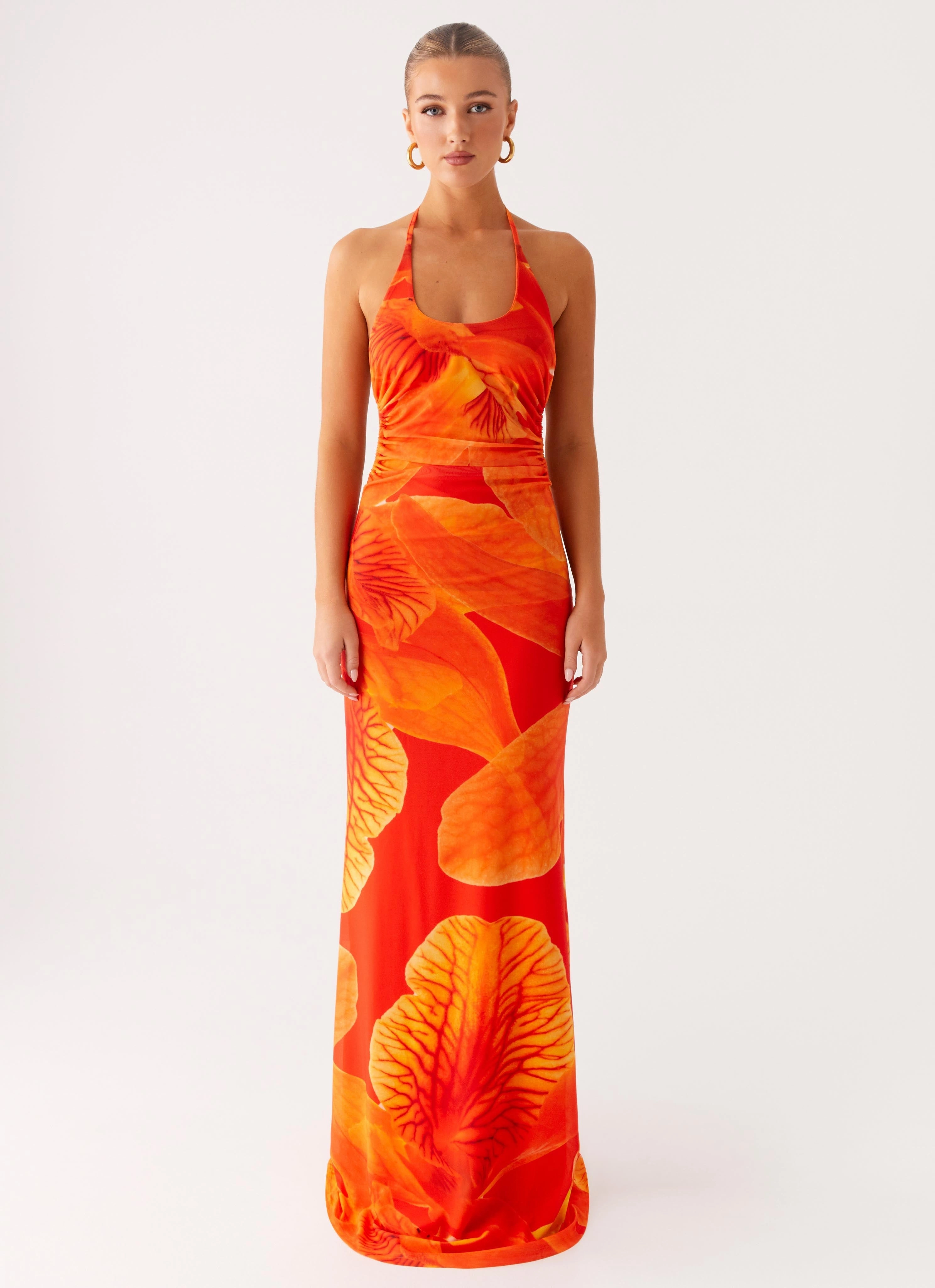 Daily Flex Palawan Mesh Maxi Dress - Orange Floral