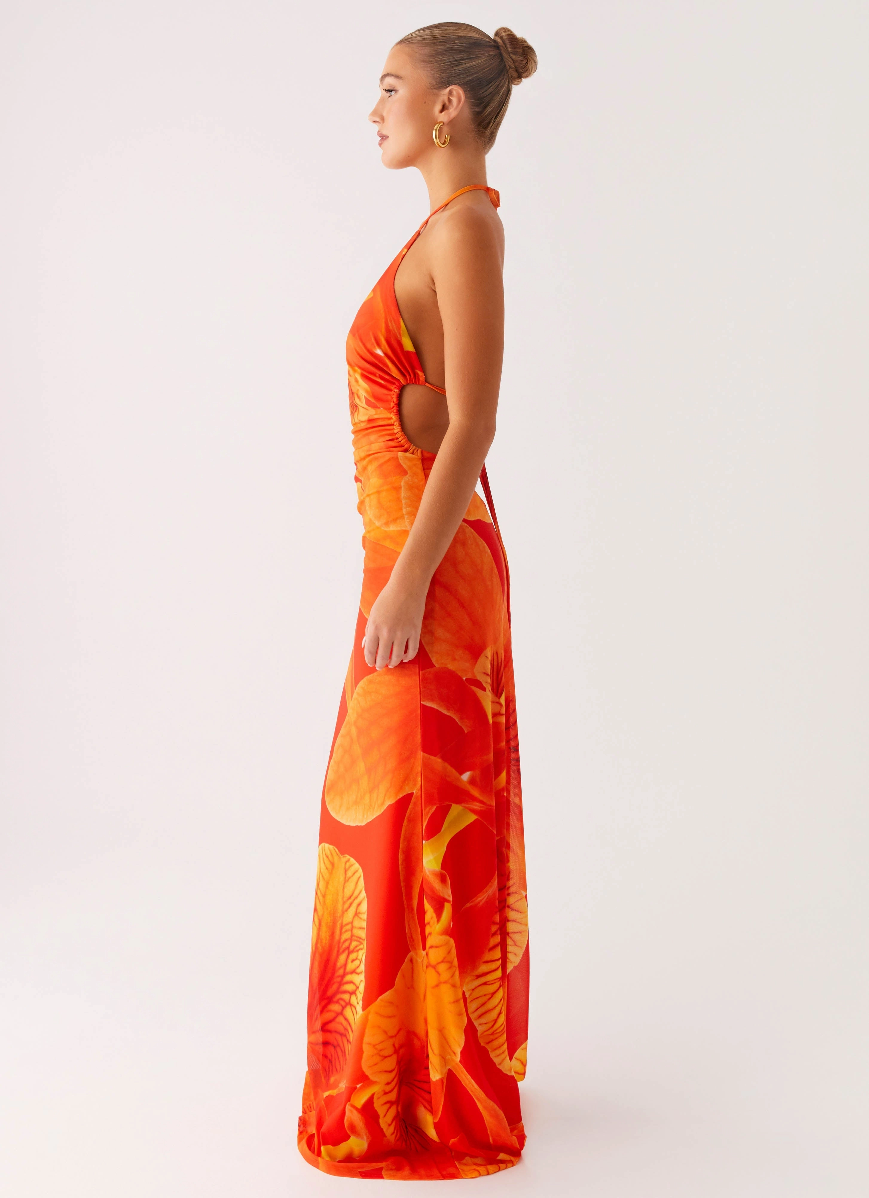 Chic Fit Palawan Mesh Maxi Dress - Orange Floral