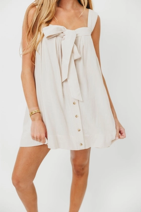 Palermo 100% Cotton Mini Dress in Cream Natural Style