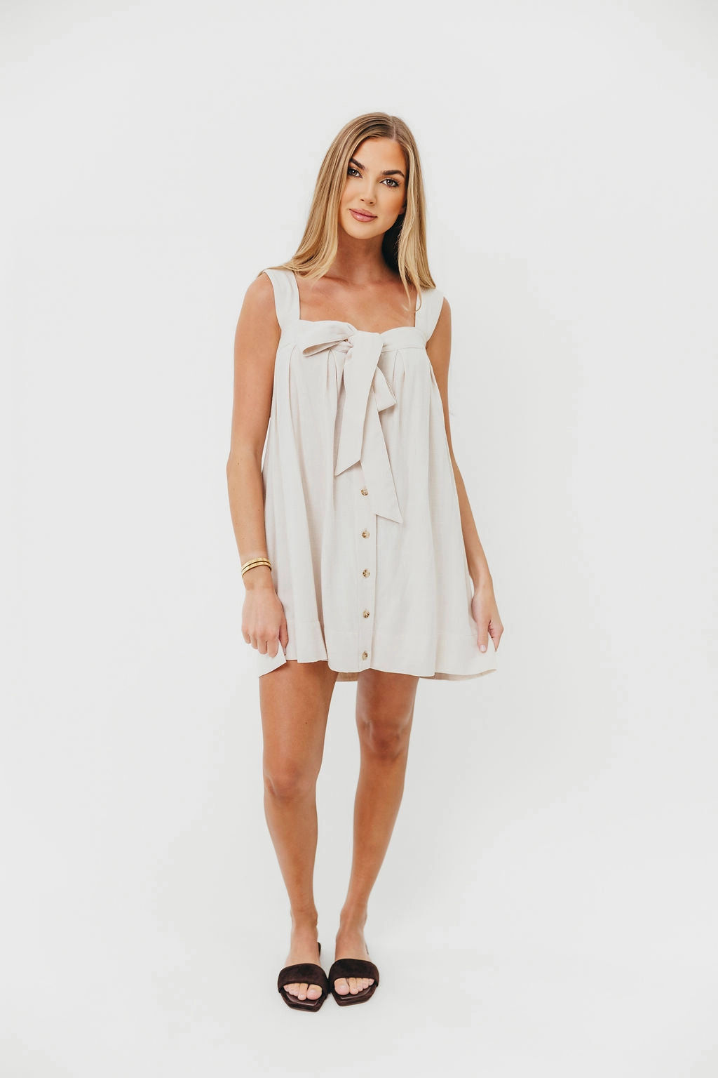 Palermo 100% Cotton Mini Dress in Cream All-Occasion Look Smart Glide
