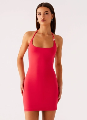 Easy Layering Piece Comfy Fit Palm Beach Mini Dress - Pink