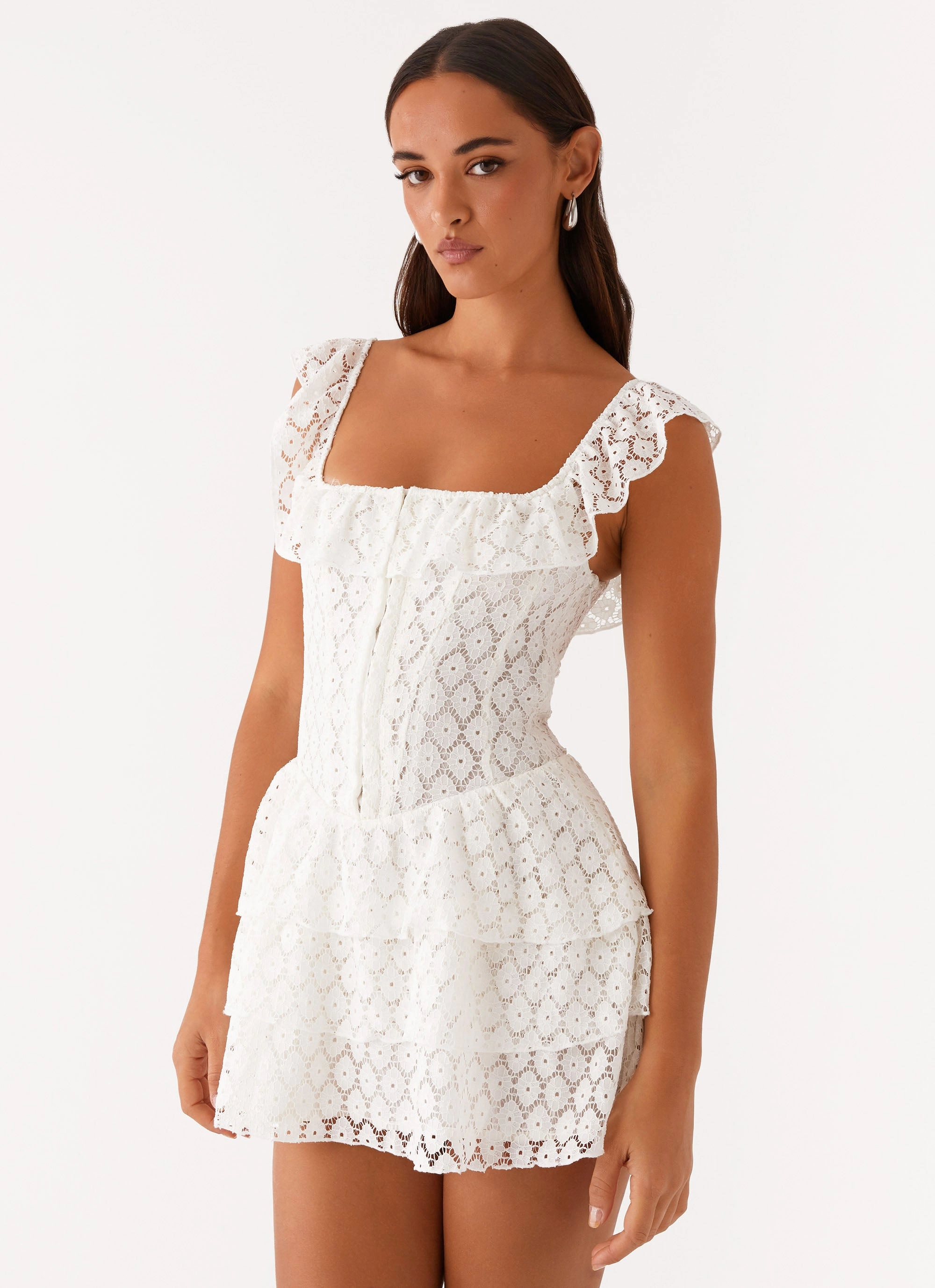 Elegant Mood High-waist Paradise Dreams Corset Mini Dress - White