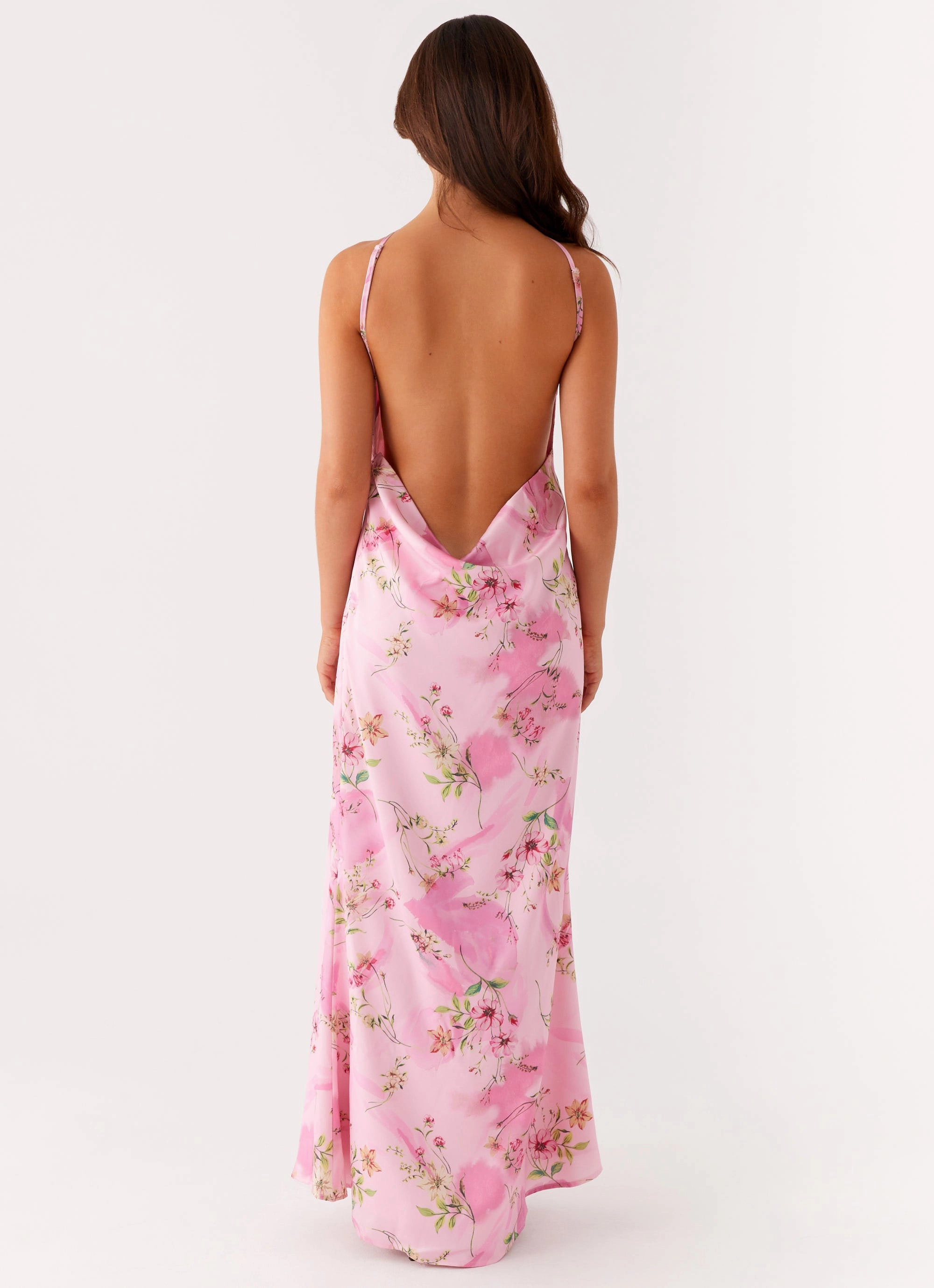 Pascal Maxi Dress - Pink Floral Print Stylish Fit Soft Curve