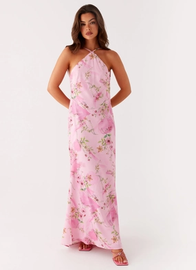 Pascal Maxi Dress - Pink Floral Print Soft Air