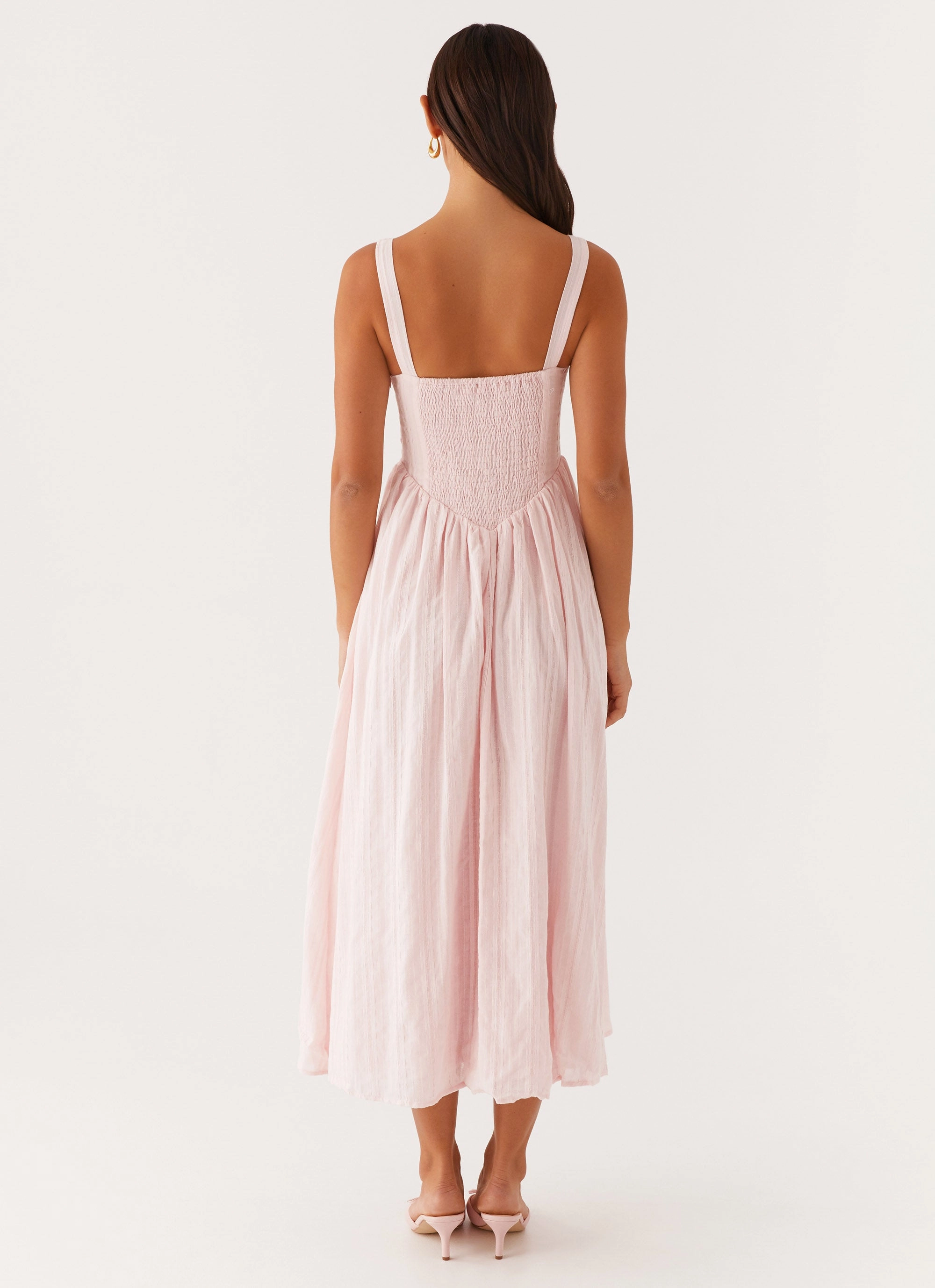 Soft Vibes Fringe-Detail Pascuelle Midi Dress - Pink
