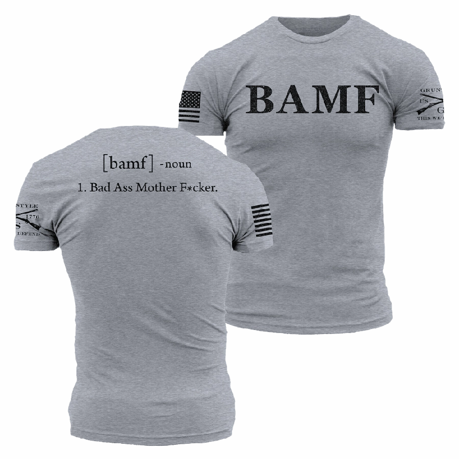 BAMF T-Shirt - Dark Heather Gray Unisex Core Daily Casual