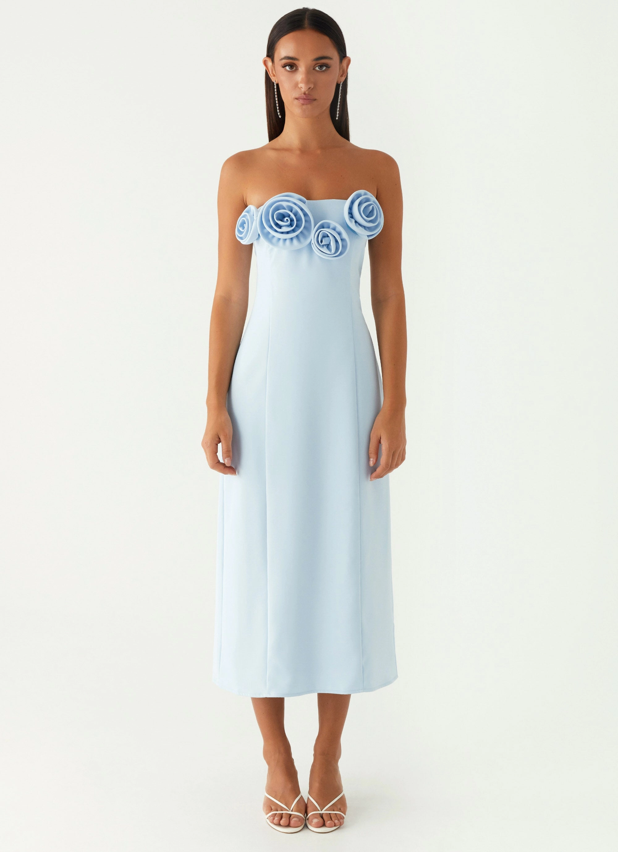 Patsie Strapless Midi Dress - Blue Mid Fit