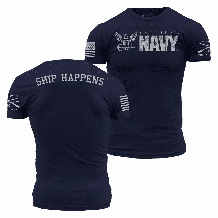 SoftenedTexturedWeave USN - Ship Happens 2.0 T-Shirt - Navy