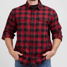 Men's Premium Plaid Flannel - Red Retirement gift Polyester
