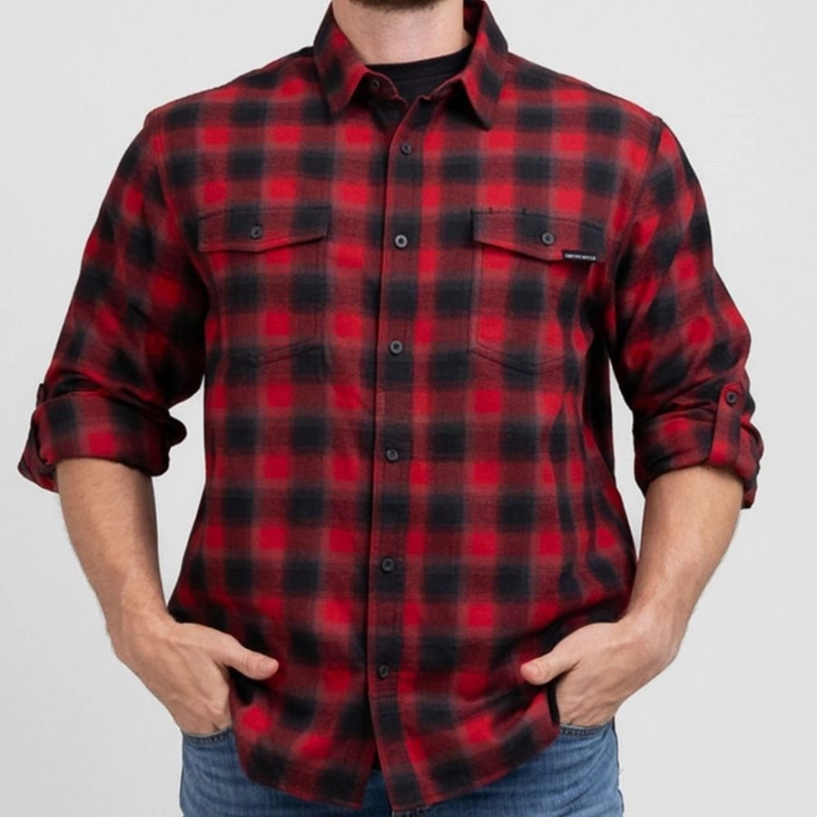 Men's Premium Plaid Flannel - Red Elderly