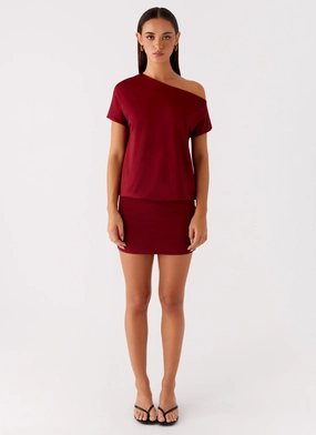 Timeless and Comfortable Style Option Paulie Mini Dress - Maroon