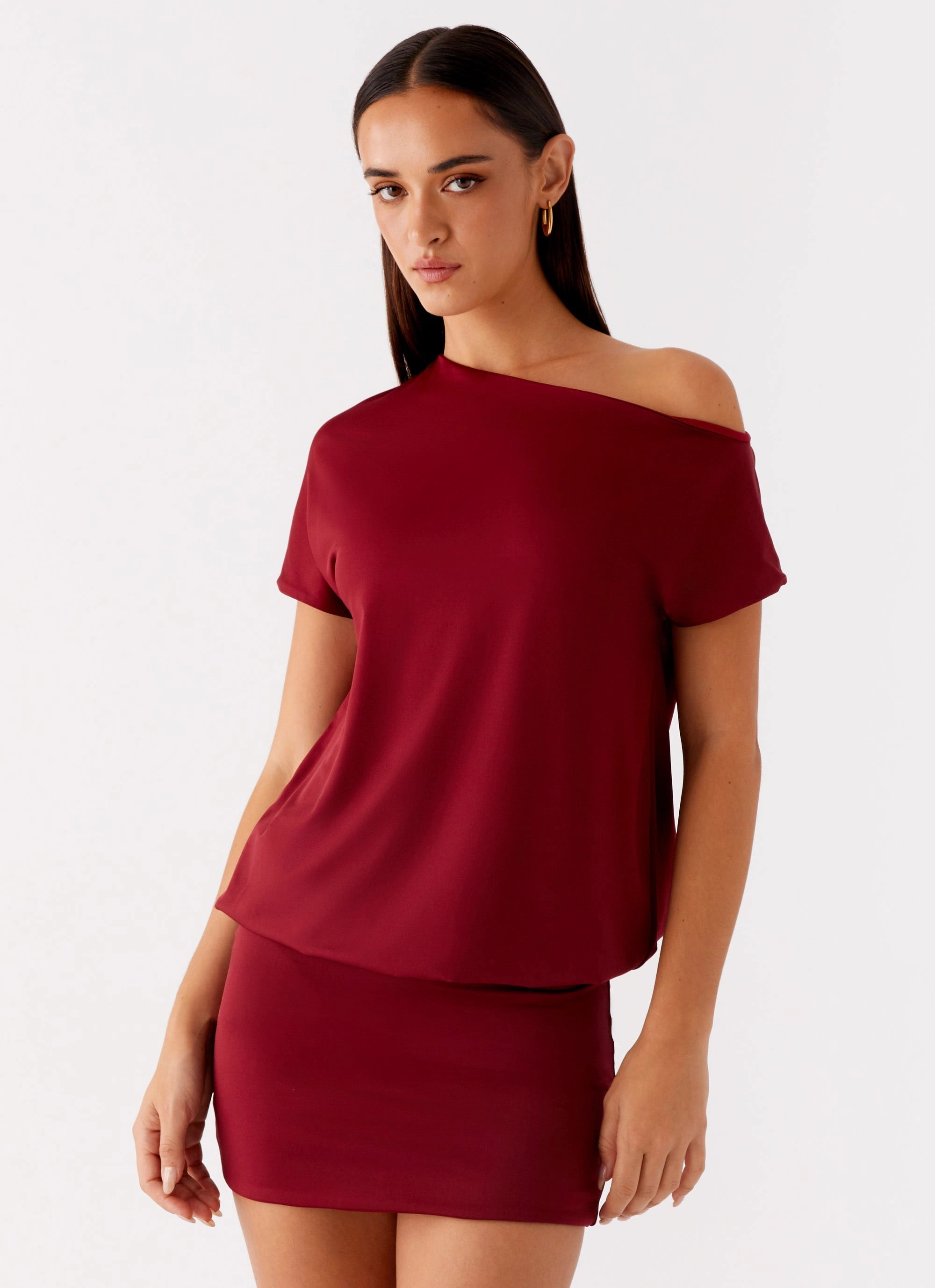Paulie Mini Dress - Maroon Go To Wear