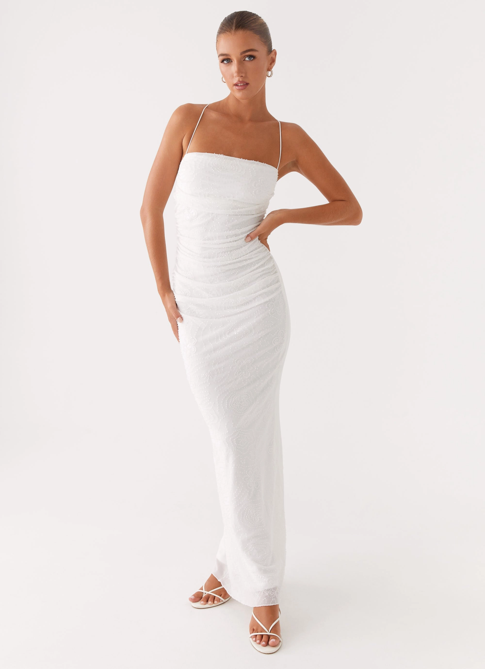 Casual Style Wear Paxton Beaded Maxi Dress - White