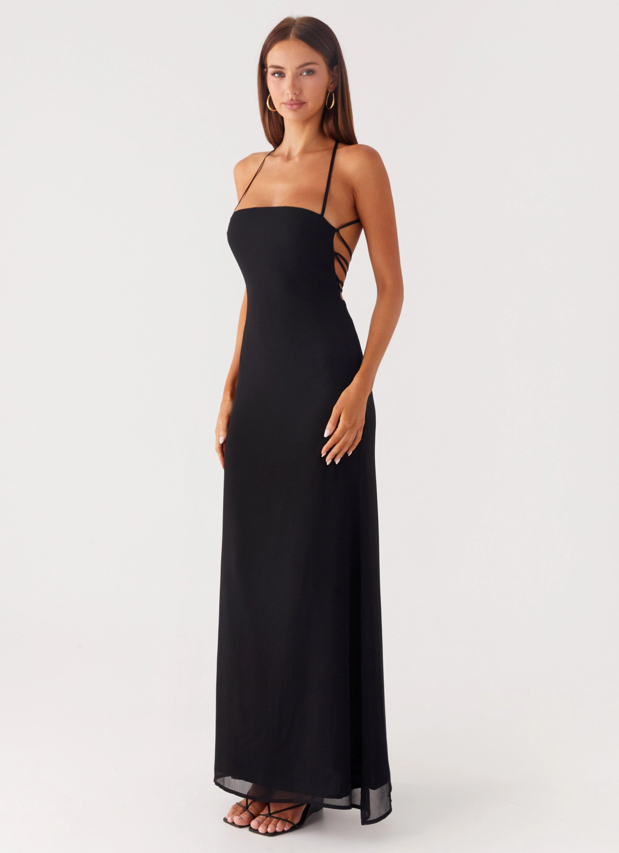 Casual event outfit Metallic-Shine Peggy Maxi Dress - Black