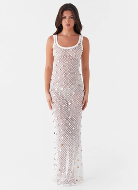 Confident Mood Fresh Palette Penida Shell Knit Maxi Dress - White