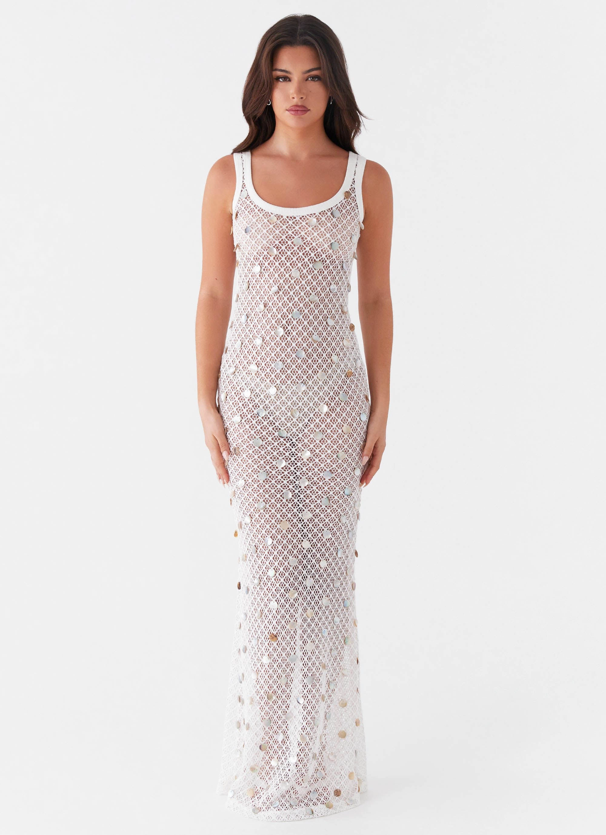 Work Flex Lounge Mood Penida Shell Knit Maxi Dress - White