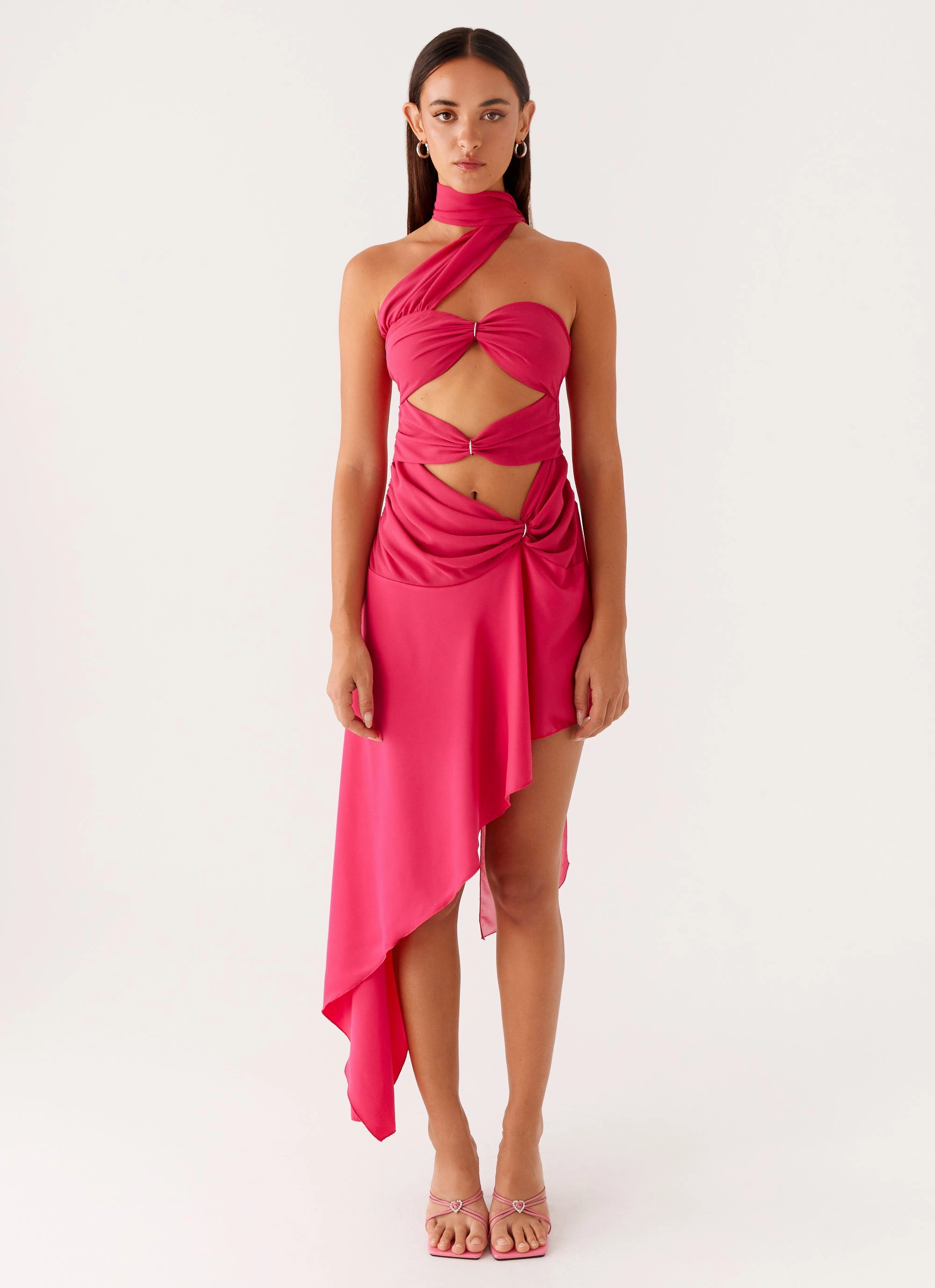 petite size Circa Scarf Midi Dress - Hot Pink