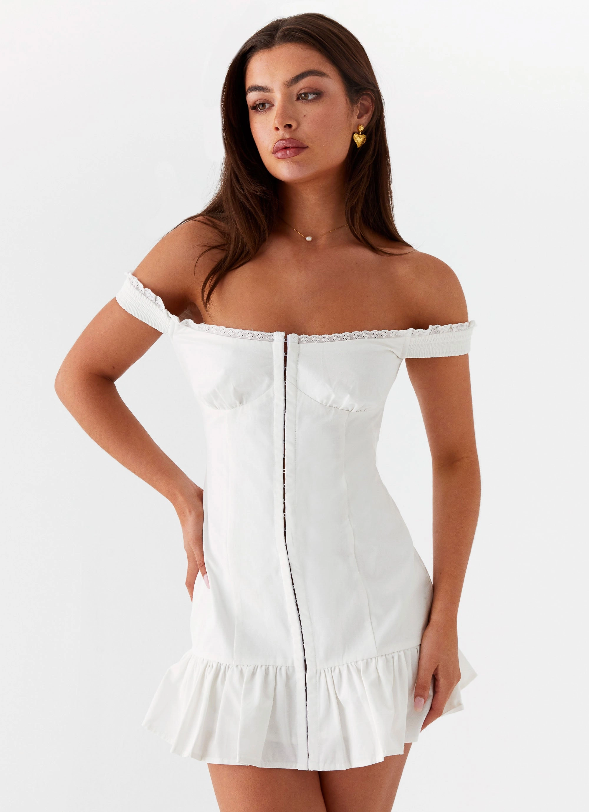 Odessa Frill Mini Dress - White soft fit