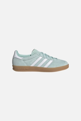 Adidas Gazelle Indoor Shoes in Ash Green / Cloud White / Gum Rugged Traction