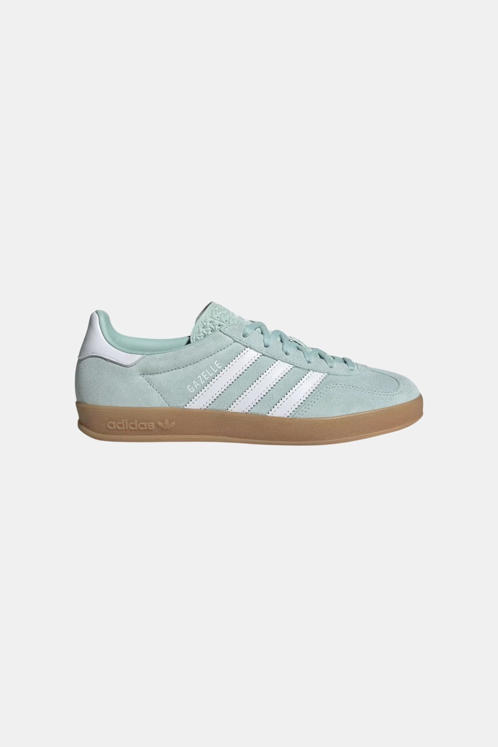 Adidas Gazelle Indoor Shoes in Ash Green / Cloud White / Gum Rugged Traction