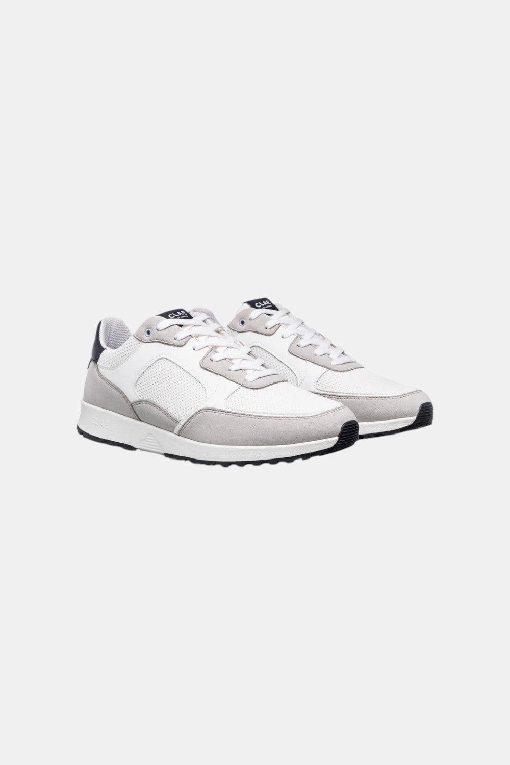 Clae Joshua in Microchip White & Navy Breathable Quarter Panels