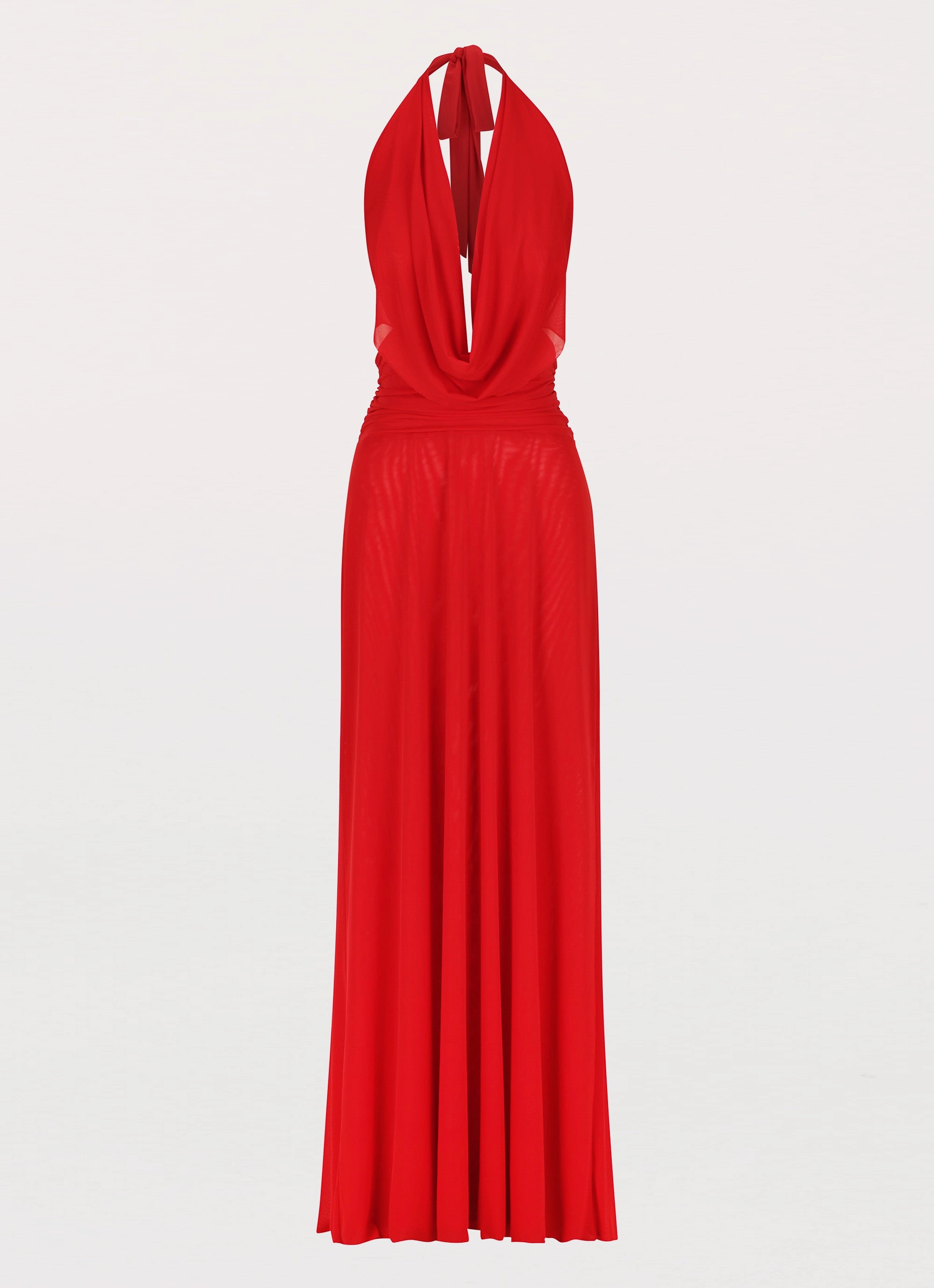 Elysia Mesh Maxi Dress - Cherry Red Versatile Layer Wear