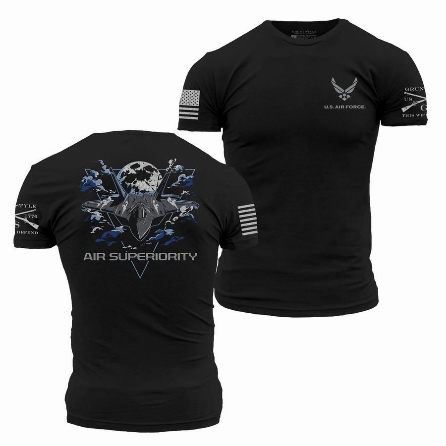 Dimensional Stability Weave Oeko Tex Certified USAF - Air Superiority T-Shirt - Black