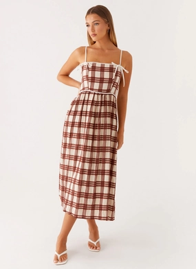 Shyanne Midi Dress - Chocolate Check Vintage Vibe