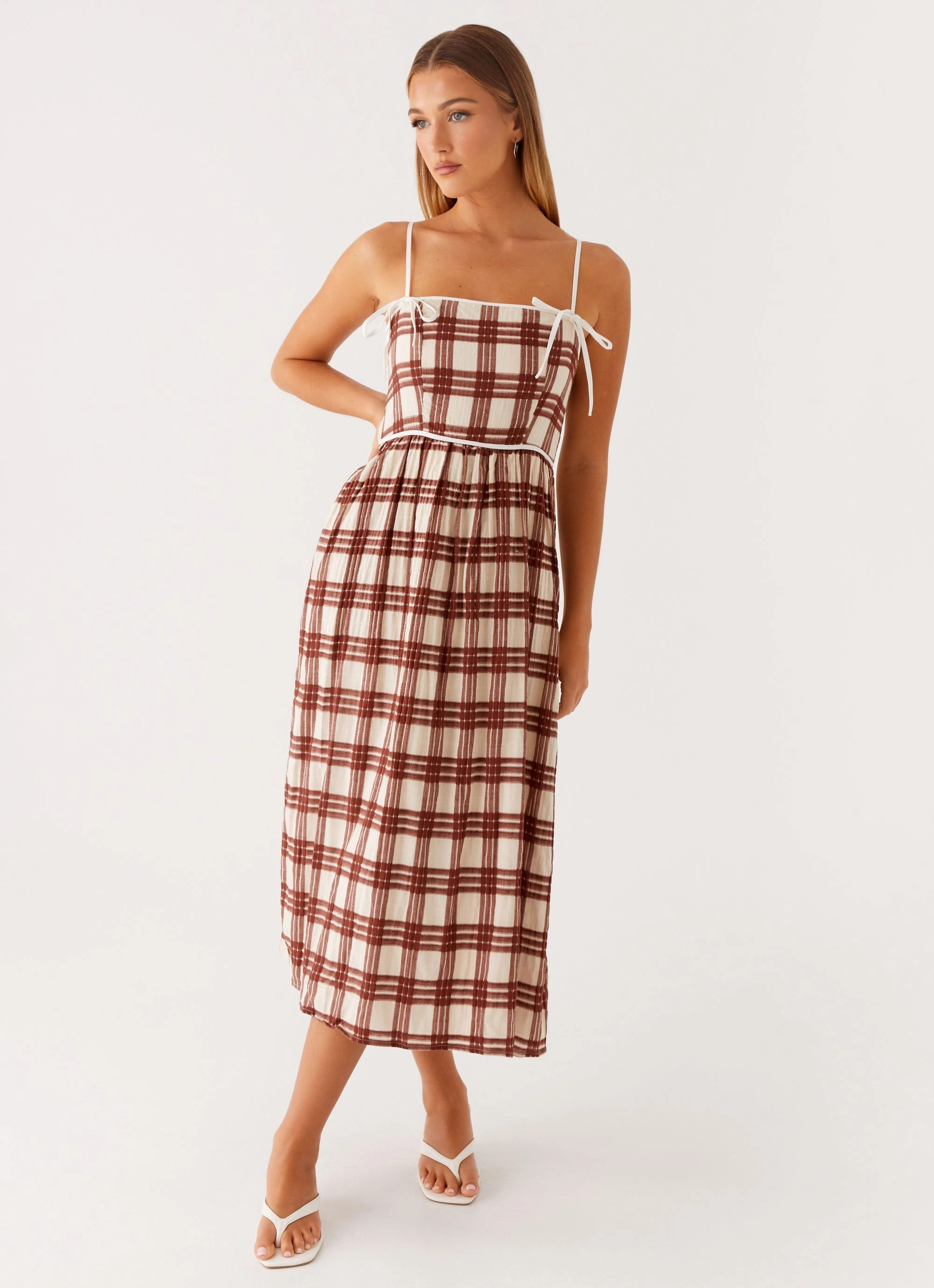Shyanne Midi Dress - Chocolate Check Vintage Vibe