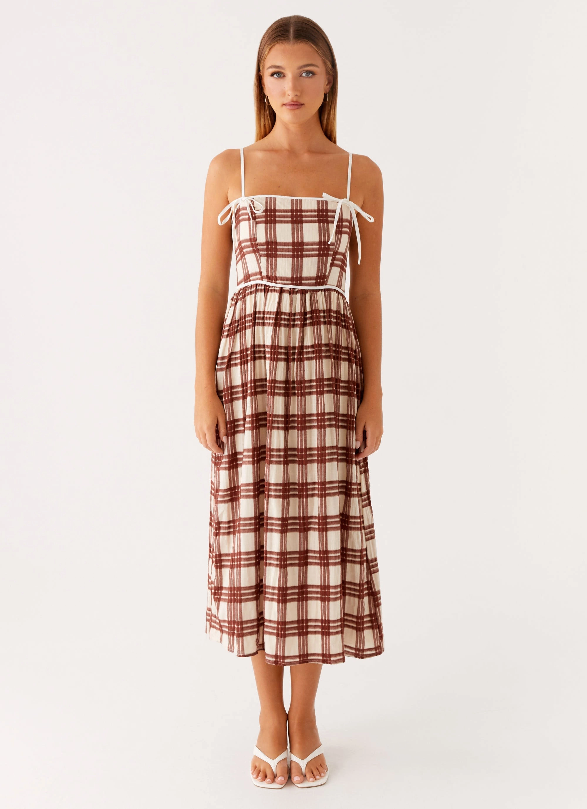 Light Fabric Shyanne Midi Dress - Chocolate Check