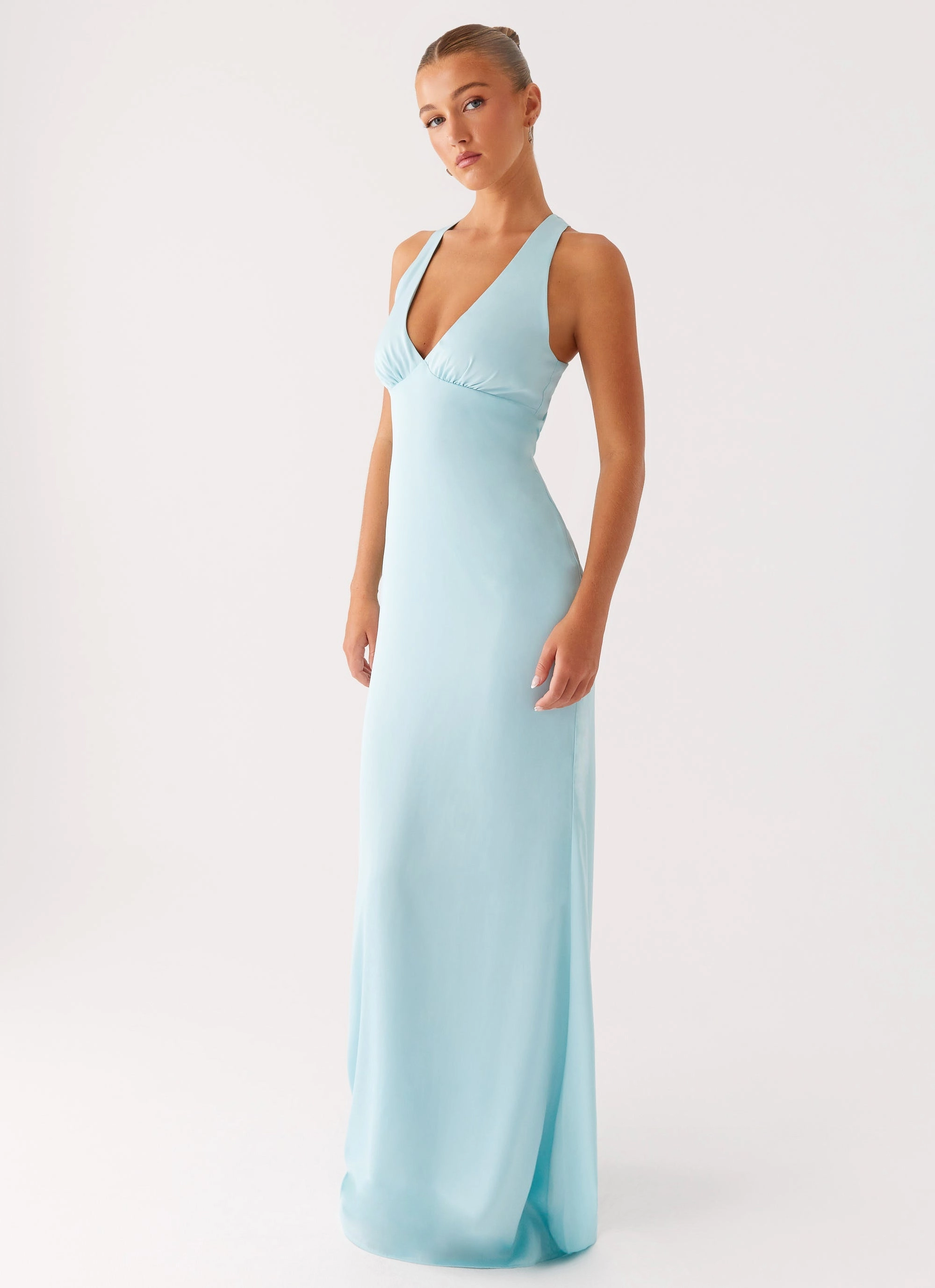 Desi Halterneck Maxi Dress - Mint Relaxed Fit Look Shiny surface