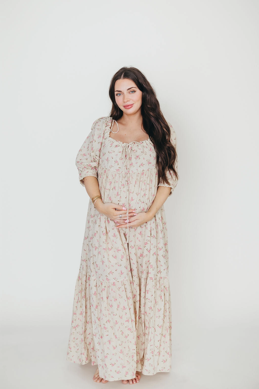 Contemporary Look Cara 100% Cotton Maxi Dress in Pink/Brown Floral *Final-Sale*