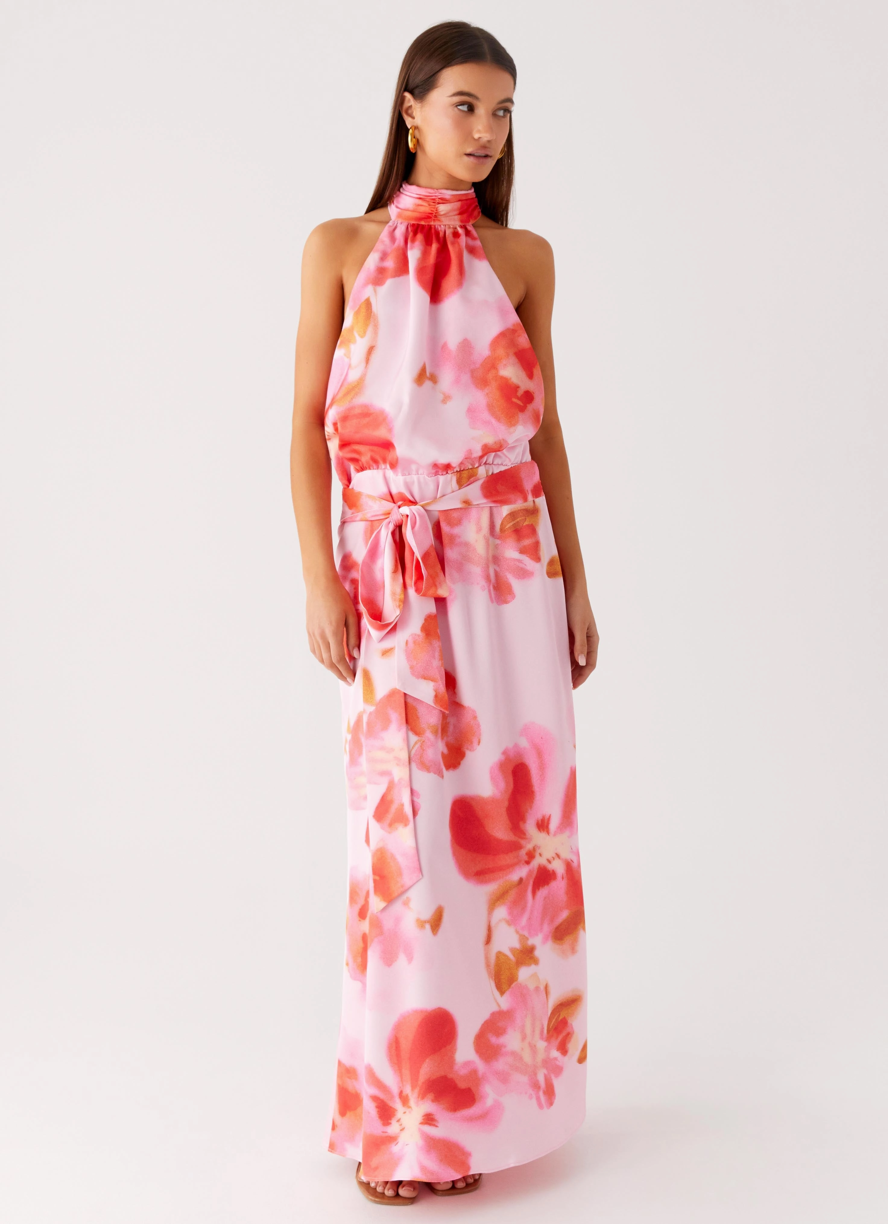 Event Safe Diablo Backless Maxi Dress - Blushing Blossom