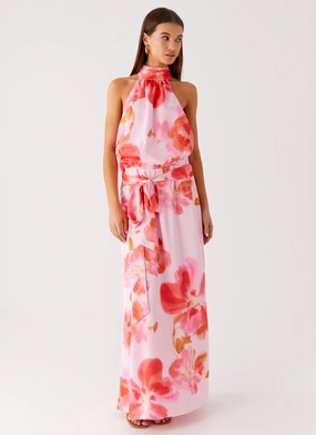 Event Safe Diablo Backless Maxi Dress - Blushing Blossom
