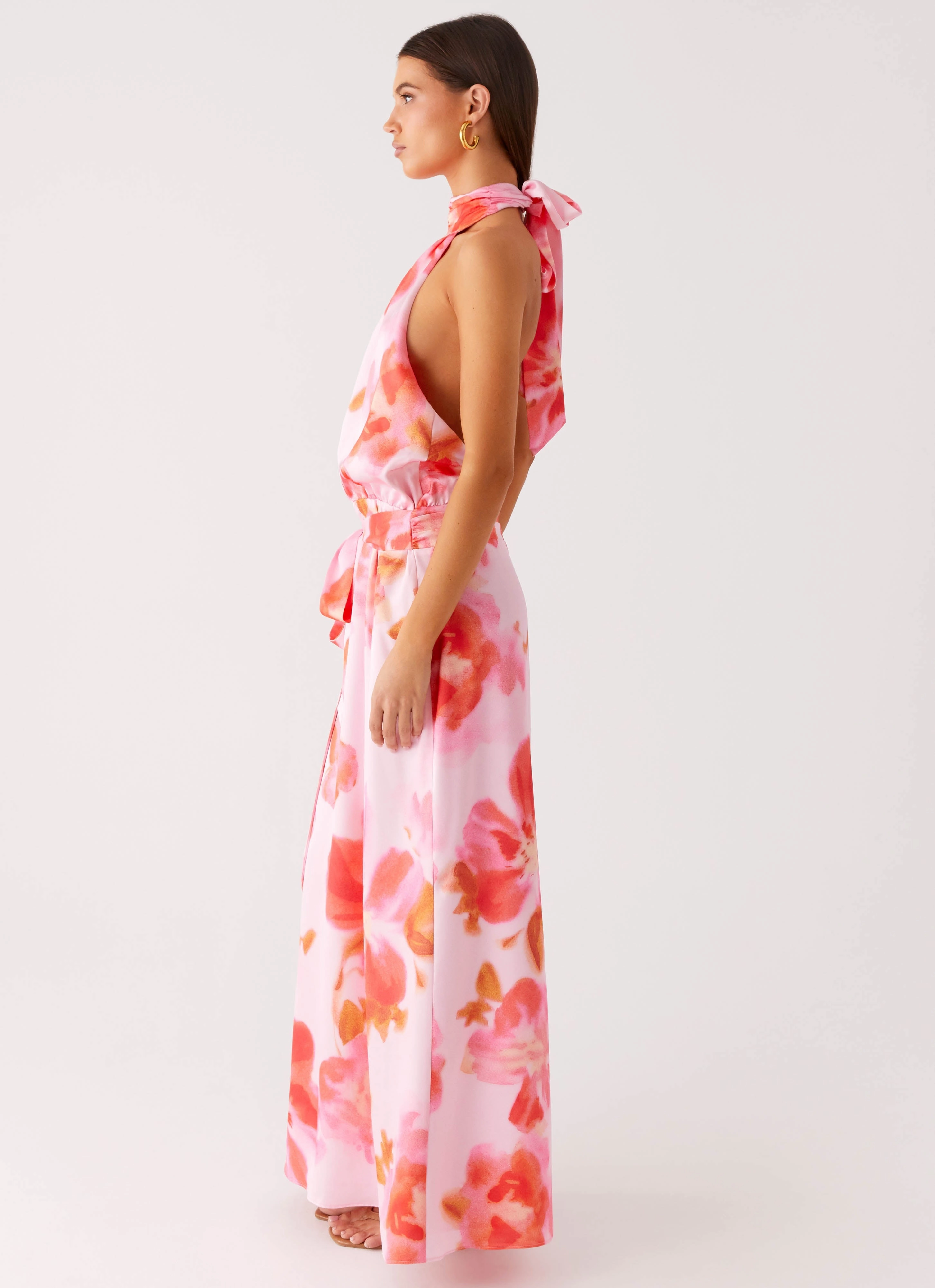 Diablo Backless Maxi Dress - Blushing Blossom Tailored Layers Everyday Comfort