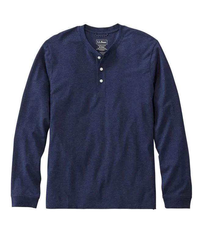 Performance Pima Long Sleeve Henley Men's Regular Breathable Cotton Layering Essential