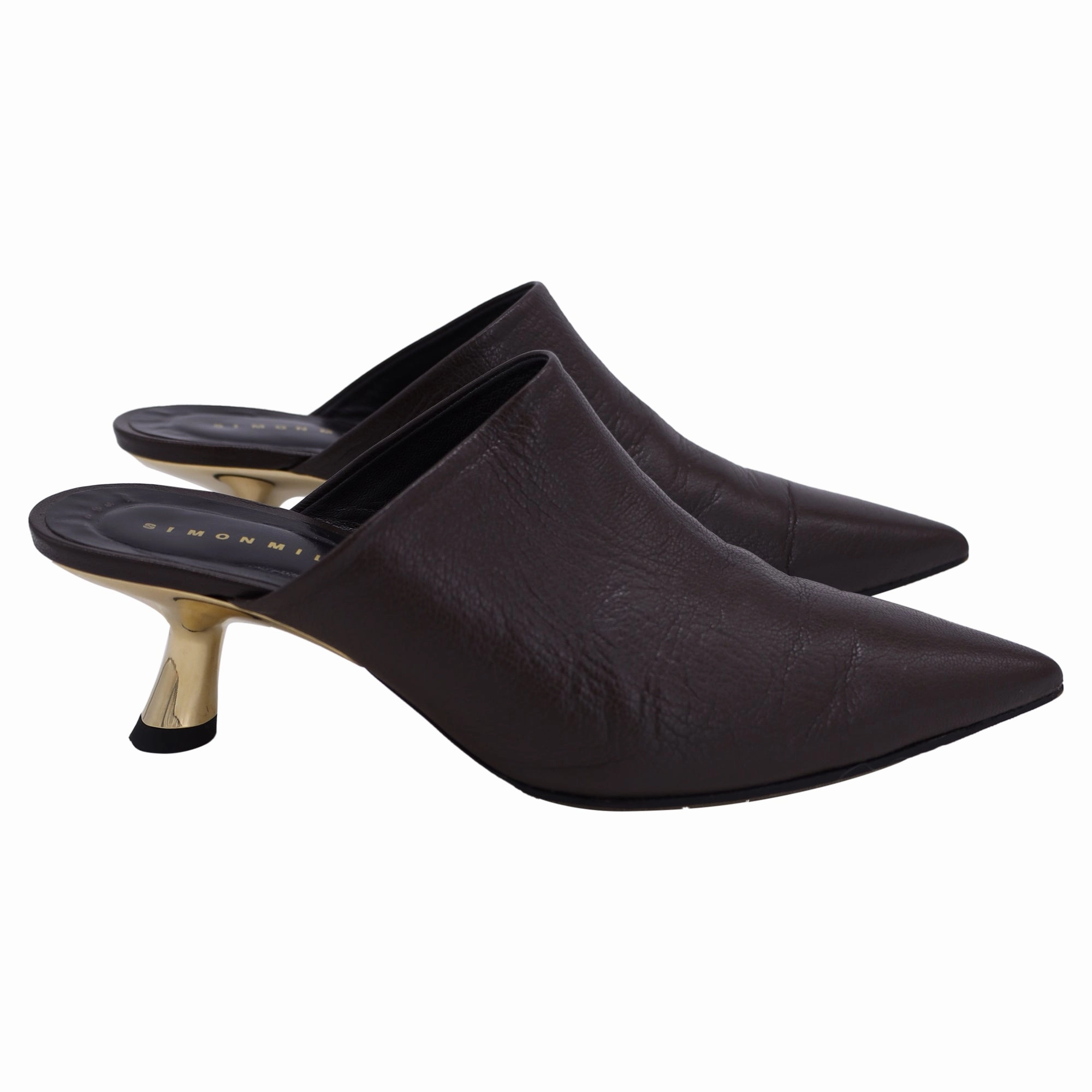 Supportive midsole Simon Miller Kicker Low-Heel Mules In Brown Leather