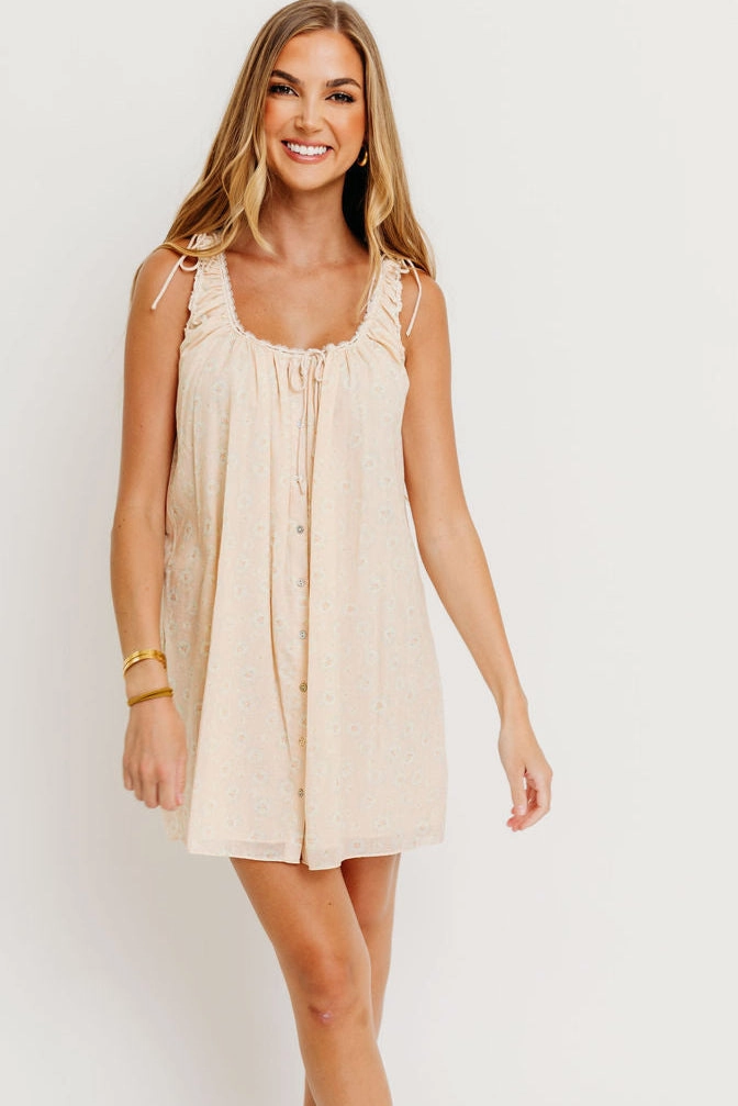 Chic Ensemble Minimal Touch Rosemary 100% Cotton Mini Dress in Sugar Shack