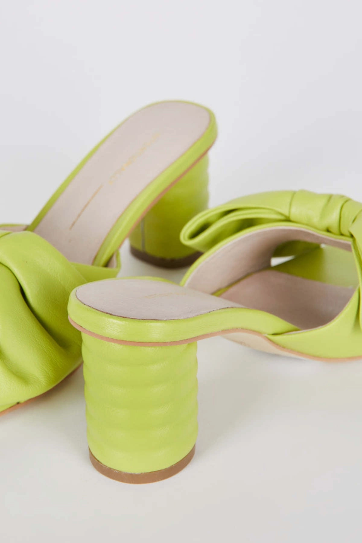 Intentionally Blank Kriselda Leather Heel in Neon Lime Formal Sandals