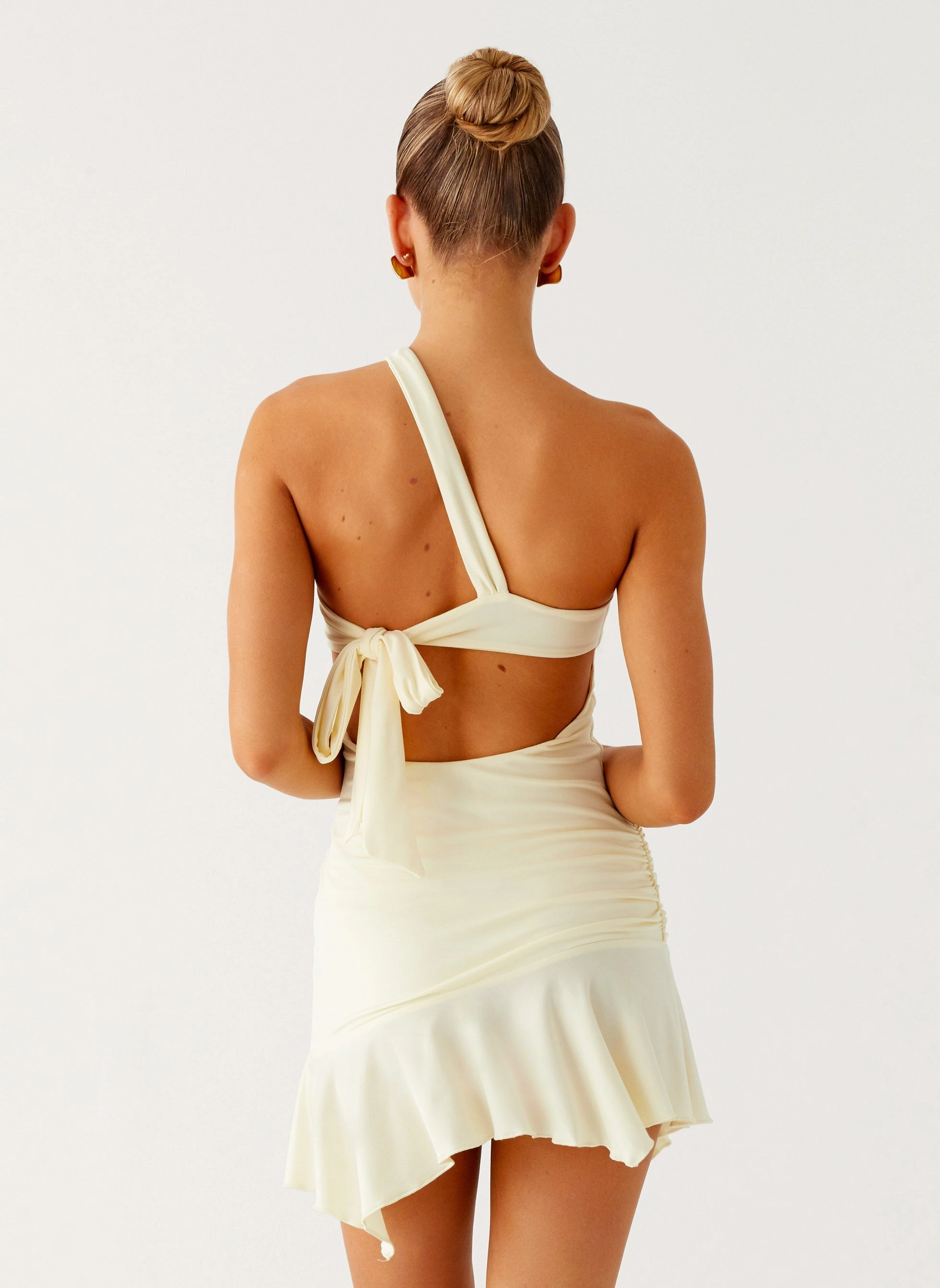 Not Your Fan Cut Out Mini Dress - Yellow Urban Style