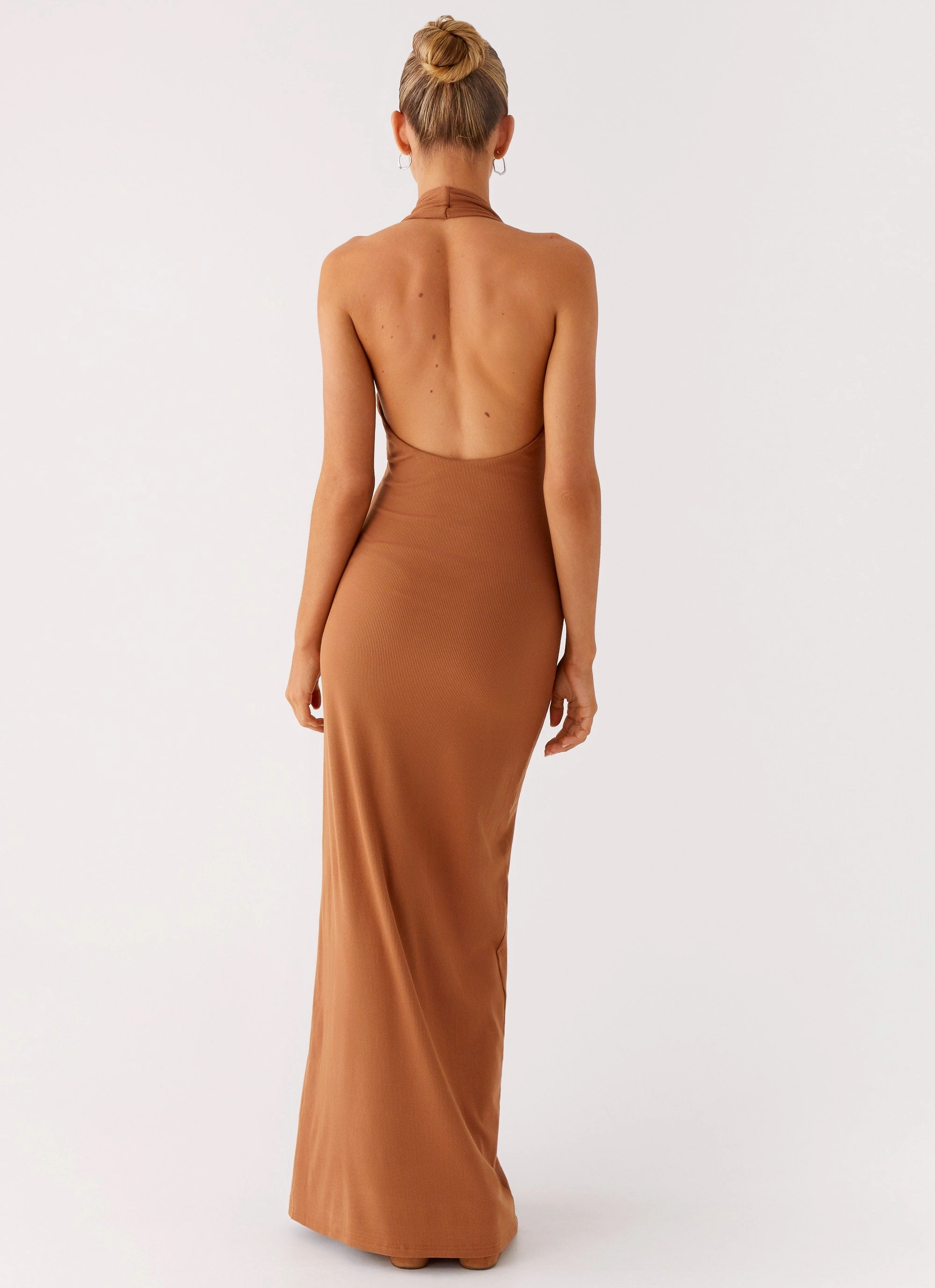 Basic Warm Plunge For You Maxi Dress - Tan