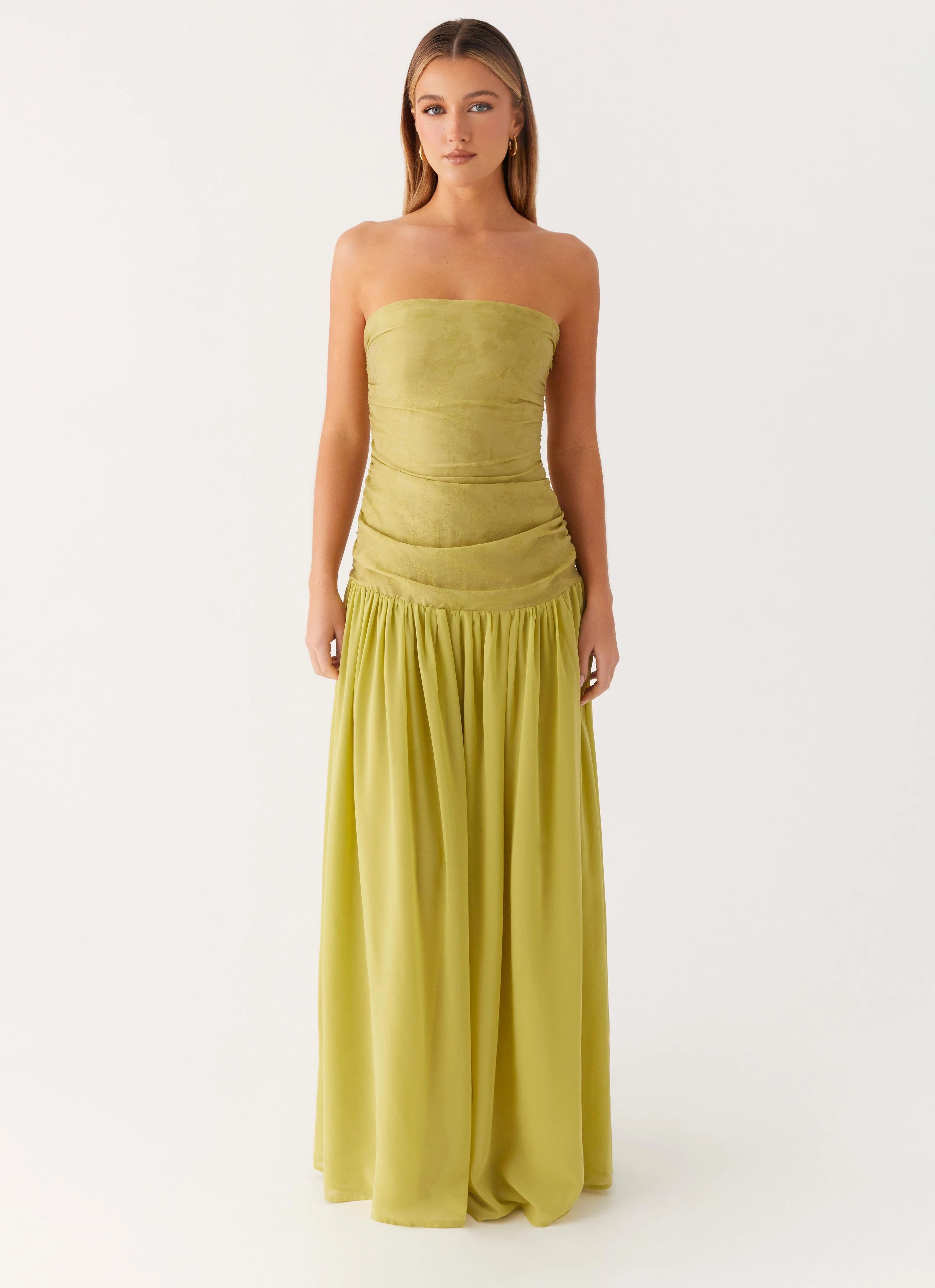 Dreamer Maxi Dress - Lime Zest Breathable Design Puff-Sleeve